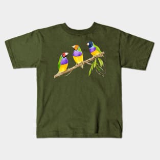 Gouldian finch bird citrus green Kids T-Shirt